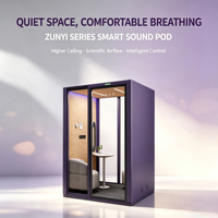 Cabine de réunion insonorisée portable pour bureau, 60% de matériau absorbant le son, taille personnalisable pour usage domestique, luxe et confort.