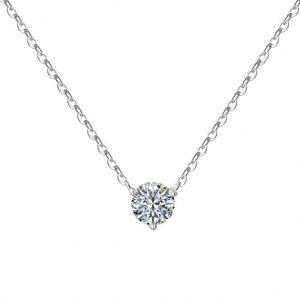 Collier pendentif Dylam High Jewelry Classic en argent sterling 925, solitaire 5 mm 0,5 ct, couleur D, VVS1, moissanite, pour femme - Product Image 1
