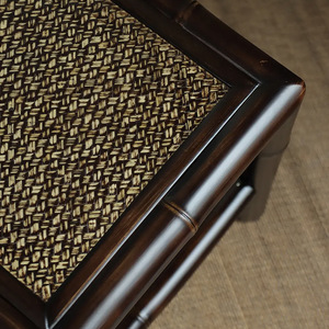 <b>Bamboo</b> Square <b>Stool</b> Ming Style Dark Color Chinese Design Handcrafted Anji Origin - Product Image 3