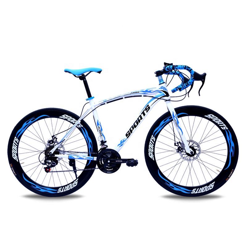 Wholesale 27 Inch 24 Speed 40 Knife Spoke Wheel Double Disc Brake Adult Men  Woman Cheap High-carbon Steel Bicycle Road Bike