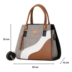 Bolso de yute para mujer Fana Harlow Camel, bolso de algodón ecológico duradero, mango largo, pantalla de letras de leopardo mediana para publicidad - Product Image 3