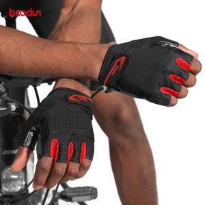 Gants de cyclisme Bcodun, demi-doigts, noir et rouge, avec grip en silicone, pour vélo de route, unisexes, pour la pratique en extérieur - Product Image 2