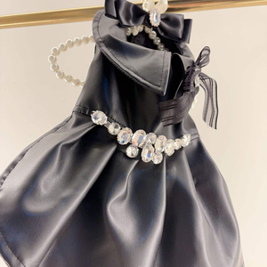 Dog Luxury Dress PU Leather Princess Pet Dress for Small Dogs <b>Cats</b> Crystal Bow Party Wedding <b>Clothes</b> Design Logo Wholesale - Product Image 6