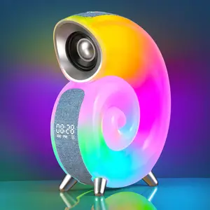 2024 produk laris multifungsi BT Speaker RGB jam Alarm kontrol aplikasi lonjakan lampu malam mendukung 9 bahasa bentuk keong