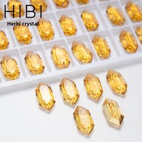 Kristal K9 Kaca Berlubang Tunggal untuk Kalung, Berbentuk Berlian Heksagonal, Aksesori Perhiasan DIY, Rhinestone Lepas
