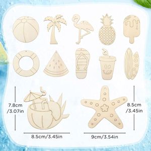 ป้ายไม้ชายหาดแบบขายส่ง 36 ชิ้น ของตกแต่งไม้แบบแขวนสำหรับวันหยุดธีมชายหาดและอุปกรณ์จัดปาร์ตี้ฮาวาย พร้อมบริการดรอปชิป - Product Image 3