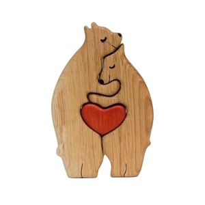 Rompecabezas de Madera con Forma de Oso Jin Guang, Juego Familiar Personalizado con Nombres, Adorno de Corazón, Decoración para el Hogar, Regalo - Product Image 4