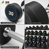 Ensemble d'haltères à tête ronde SK TPU, équipement d'entraînement musculaire complet pour salle de sport, hôtel, centre de fitness et usage domestique