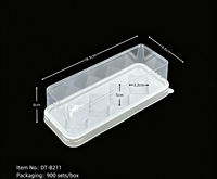 Boîtes à gâteaux longues jetables en plastique PET transparent à 5 compartiments avec couvercle transparent, taille et logo personnalisés pour l'emballage alimentaire