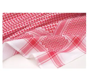 High Quality 4 Sides Jacquard Head Cover Red White Shemagh Yashmah Arab Square Scarf