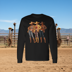 Camiseta Negra de Manga Larga con Diseño de Vaquera del Oeste, Texas Rodeo - Product Image 3