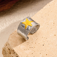 Fashion RingWomen Fashionable Five Pointed Star Titanium Steel Open Ring Non Fading Stainless Steel Finger Jewelry