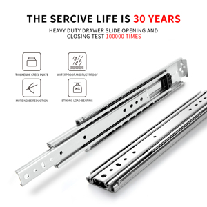 Guide per cassetti telescopiche per impieghi gravosi da 76 mm 225 kg Q235 per mobili, cassette degli attrezzi, cassetti tandem industriali e commerciali - Product Image 1