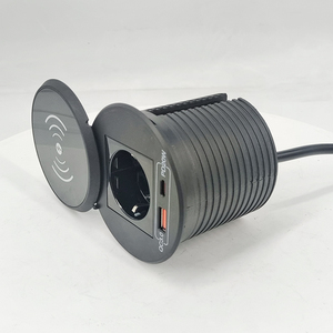 Enchufe de Corriente Redondo de 65W Personalizado de Fábrica al por Mayor, Enchufe Empotrado de Escritorio QC3.0 con Carga Inalámbrica Rápida para Teléfonos Móviles - Product Image 5