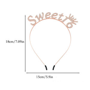 Nouvel arrivage Diadème de fête pour 16e anniversaire Couronne Accessoires pour cheveux Bandeau avec lettres et chiffres Bandeau de cheveux en strass Sweet <span class=keywords><strong>16</strong></span> - Product Image 6