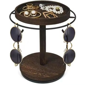Sunglasses Storage <b>Rack</b> Wooden Rotating Desktop Display Stand 4 Slots Eyewear Organizer - Product Image 1