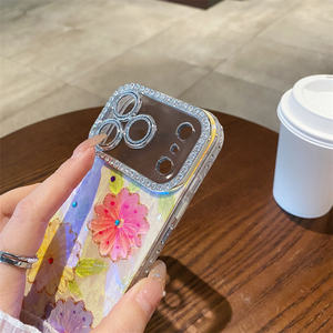 Coque de téléphone portable à paillettes laser motif floral pour iPhone 17 Air 16 15 14 Pro Max, étui antichoc en PC et TPU avec diamants brillants et protection de l'appareil photo - Product Image 3