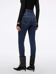 Jean en denim mélange triple anneau taille haute, coupe fuselée, très extensible, doublure polaire intérieure, style skinny, décontracté hiver, écoresponsable - Product Image 3