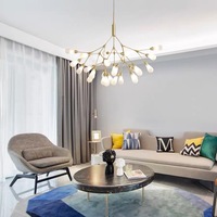 Luminaires suspendus en verre minimalistes nordiques modernes, design de créateur, branche d'arbre dorée, lustre pour salle à manger, salon, chambre à coucher