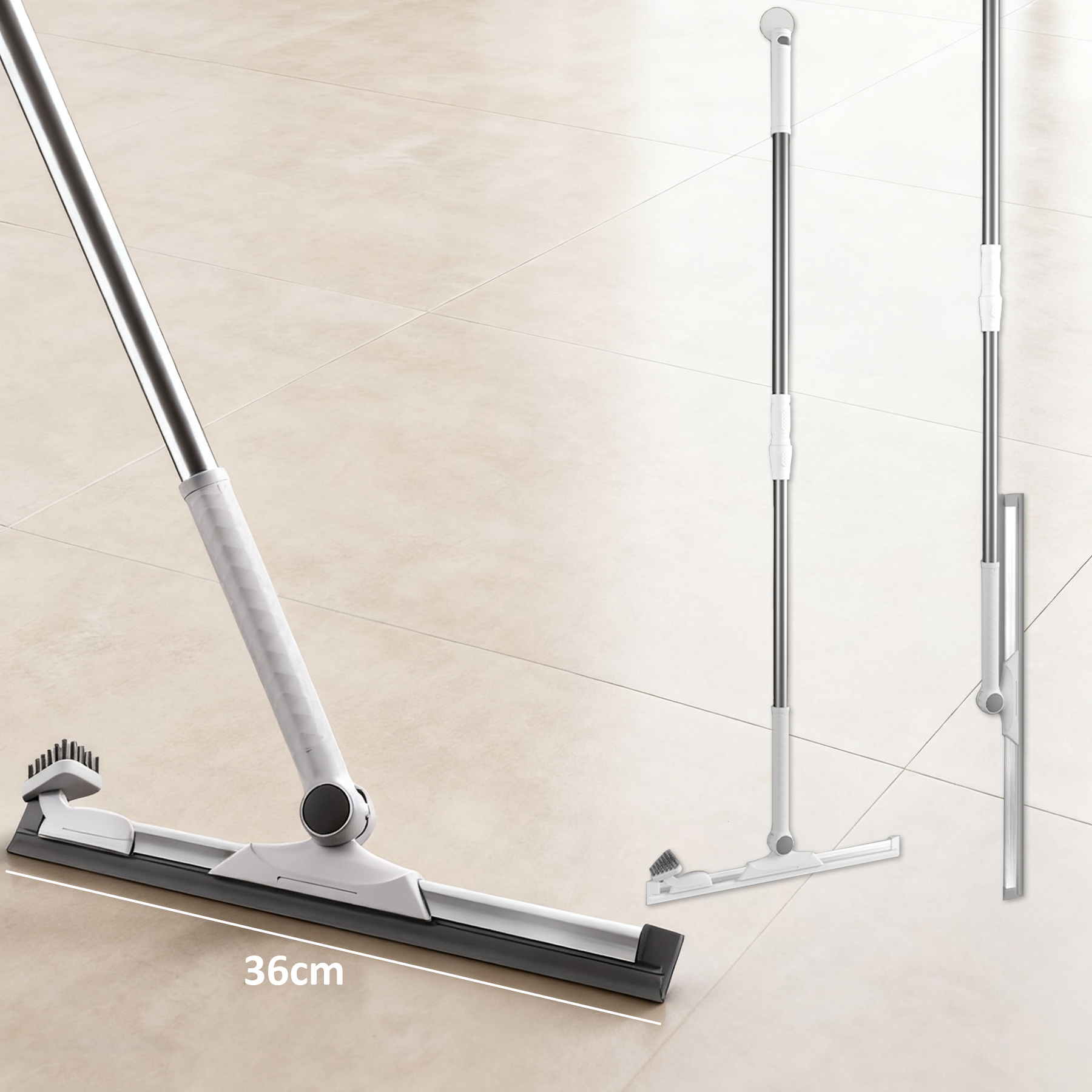 36cm Three-in-One Magic Broom for Home Bathroom Silicone Floor Scraper and Squeegee with Plastic Handle for Toilet Cleaning · image 1