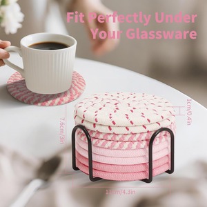 Juego de 8 Posavasos de Madera Rosa con Soporte - Regalos de Cumpleaños para Mujeres - Product Image 2