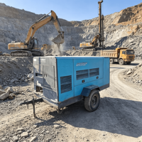 Compresseur d'air diesel à vis haute pression PDSH600S sur roues, 17 bars, 190,5 kW, pour l'exploitation minière, le forage de roches, les puits d'eau et les sondages