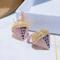 Boucles d'oreilles de banquet pour femmes 1069 Xuping, bijoux fantaisie tendance, pierres colorées, élégantes, en cristal artificiel, style exagéré et scintillant