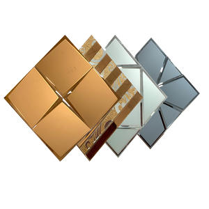 Glass Mosaic Mirror Wall Sticker <strong>Wallpaper</strong> Double-sided Durable Glossy Surface Modern Simple Design Living Room Decoration - Product Image 1