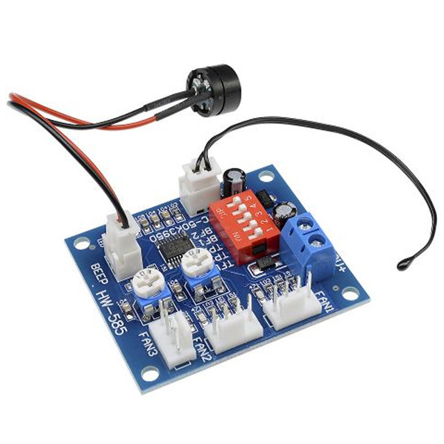 OKY3065-19 DC 12V 4-Wire PWM PC CPU Fan Speed Controller Module with High-Temperature Alarm