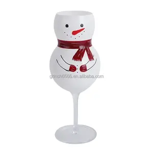 Snowman Wine Glass Soda Lime Glass Cup High Quality Elegant Christmas 3D Irregular Wine Glass Mug With Gold Decals