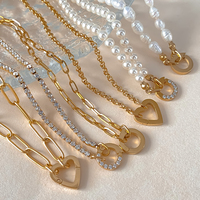 eManco PVD Or 14K Fermoir Cœur Creux en Acier Inoxydable Anti-ternissement, Pièces de Bijoux pour Collier de Perles DIY à Combiner