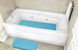 Modern Blue PVC Bathmat Extra Long 43 X 91 CM Anti-Mould Shower Mat with <strong>Suction</strong> Cups for Non-Slip Sleek <strong>Bathroom</strong> <strong>Accessory</strong> - Product Image 4