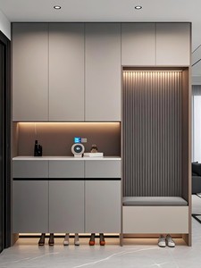 Mueble Zapatero Alto Personalizado <span class=keywords><strong>de</strong></span> Piso a Techo, Almacenamiento <span class=keywords><strong>de</strong></span> Altura Completa para Vestíbulo <span class=keywords><strong>de</strong></span> Villa Grande o Pasillo - Product Image 3