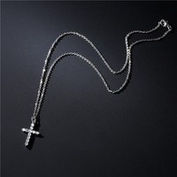 Colliers pendentifs croix en zircon pavé de laiton plaqué or 14 carats pour femmes