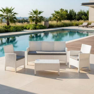 Muebles de Patio Modernos y Duraderos, Juego de 4 Piezas de Mimbre y Ratán para Exteriores con Cojines Extraíbles para Jardín y Patio Trasero - Product Image 4