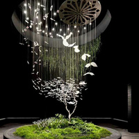 Lustre LED en verre décoratif en forme d'oiseau, design moderne pour hall d'hôtel, grand projet, luminaire suspendu au plafond