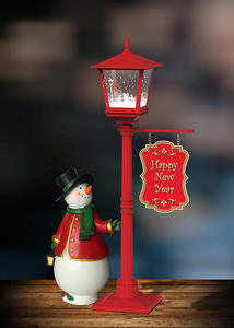 Ornements de noël scène de noël bonhomme de neige Mini lampe de rue pré-éclairée décor décoration de la maison cadeau ornements de noël - Product Image 2