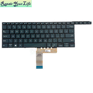 คีย์บอร์ดแล็ปท็อปแบบมีไฟพื้นหลังสีเทาสำหรับ Asus Zenbook Pro Duo แป้นพิมพ์ <span class=keywords><strong>UX581GV</strong></span> UX581G เปลี่ยนโดยไม่มีกรอบ - Product Image 1