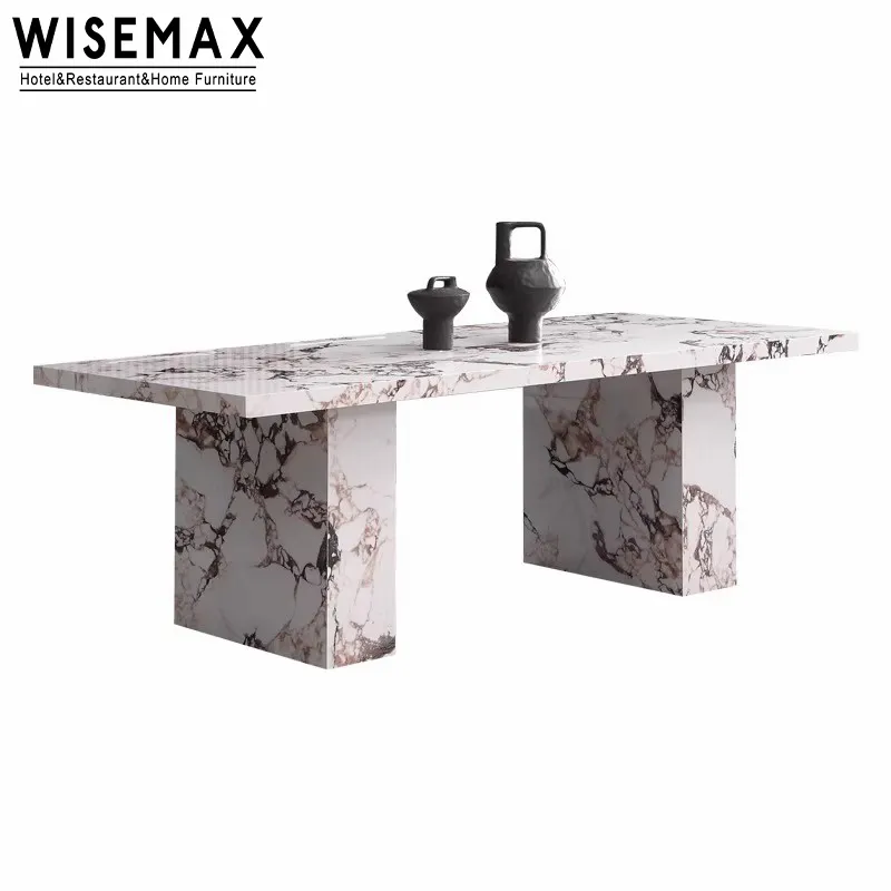 WISEMAX FURNITURE Minimalist Calacatta Viola Thickening Slated Board Rectangle Dining Table Modern Sintered Stone Furniture