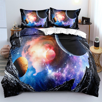 Ensemble de housse de couette en polyester personnalisée à prix réduit Planet Galaxy Earth Housse de couette Ensemble de literie