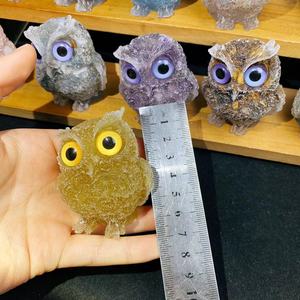 卸売り天然高品質クリスタルクラフト樹脂フクロウクリスタル彫刻瞑想用 - Product Image 6
