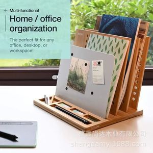 Wooden organizing rack for office <b>files</b> and household desktops, stationery organizers, and miscellaneous items. - Product Image 1