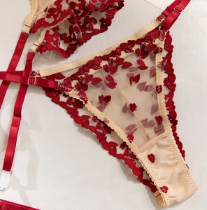 热销女士绣花钩编内衣套装成熟女士性感文胸内裤内衣 - Product Image 5
