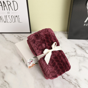 2020 Embossing Design Flannel Fleece Airline <strong>Herringbone</strong> Travel <strong>Blanket</strong> - Product Image 3