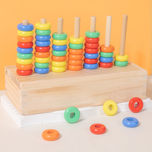 Montessori Wooden Stacking Rings Educational Toy Colorful Counting Beads Math Game for Kids Early Learning Number Teaching - Product Image 5