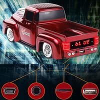 Reproductor de Música USB Portátil, Altavoz Inalámbrico Bluetooth para Auto, con Bajos Estéreo, Luces de Colores, Diseño de Auto, con Radio