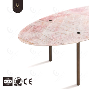 Modern Luxury Pink Marble <strong>Dining</strong> <strong>Table</strong> Sets Floating Ultra <strong>Thin</strong> Monolith Natural Vein Spectacle Centerpiece Home Furniture - Product Image 5