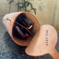 CHOU Shanghai Waterdrop Étui à lunettes double haut de gamme en cuir véritable, durable, léger, décontracté, pour deux paires de lunettes de soleil, original