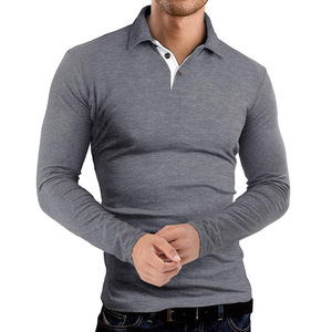 Derniers T-shirts solides pour hommes, T-shirt à manches longues à revers de qualité <span class=keywords><strong>Amazon</strong></span> - Product Image 4