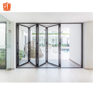 Puertas de patio de vidrio dobles plegables de aluminio corredizas de acordeón bloqueables internas modernas grandes - Product Image 2